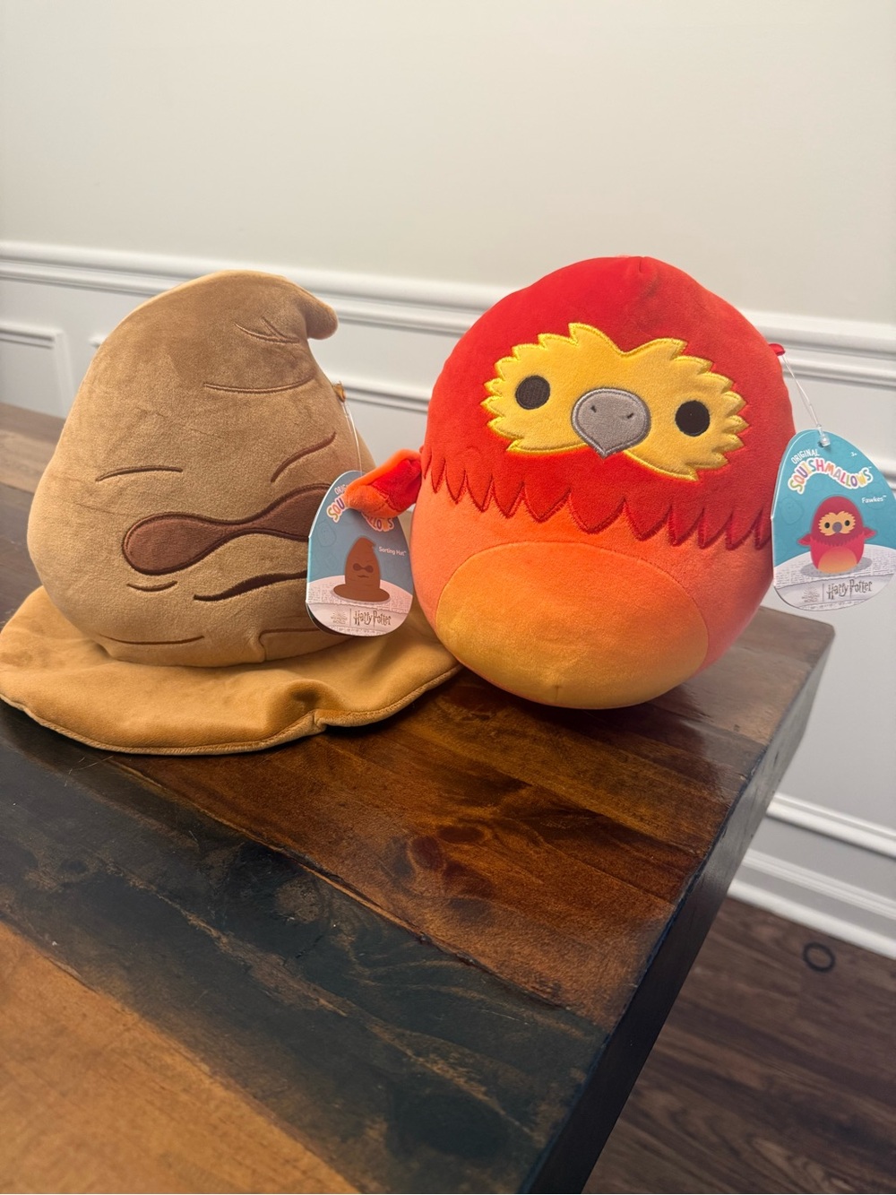 Squishmallows Harry Potter Sorting Hat Fawkes Phoenix 8 Inch Plush Set NWT